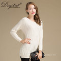 Women'S Fashion Spring Clothing White Cashmere Knit O-Neck Sweater